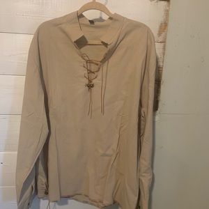 NWT Luc Matton v neck lace down long sleeve shirt.  #A18